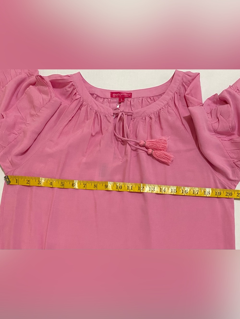 Simply Southern Womens L Pink Embroidered Pineapple Dress Boho Coastal Summer - Picture 9 of 14